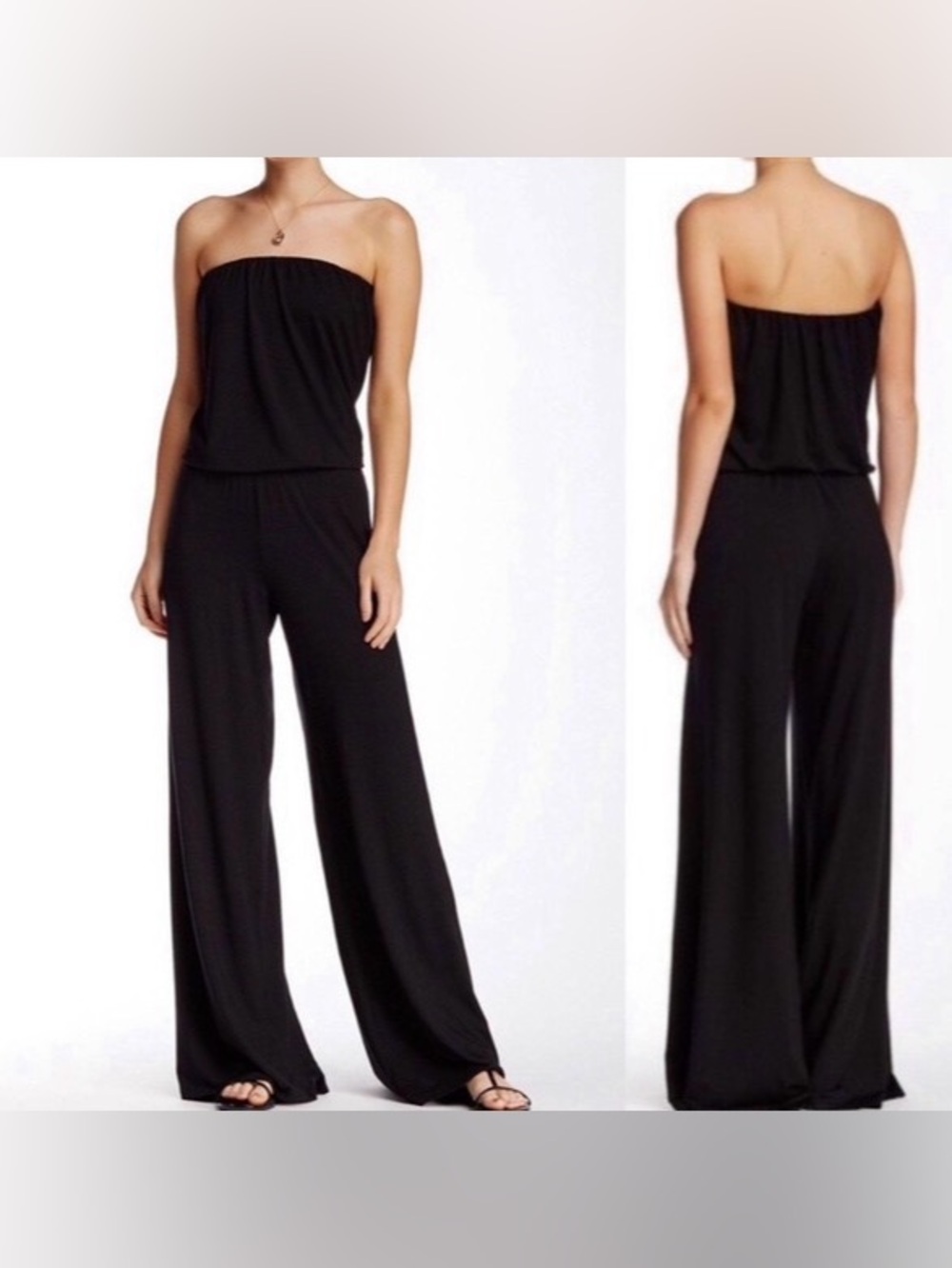 Strapless Wide-Leg Jumpsuit - Black